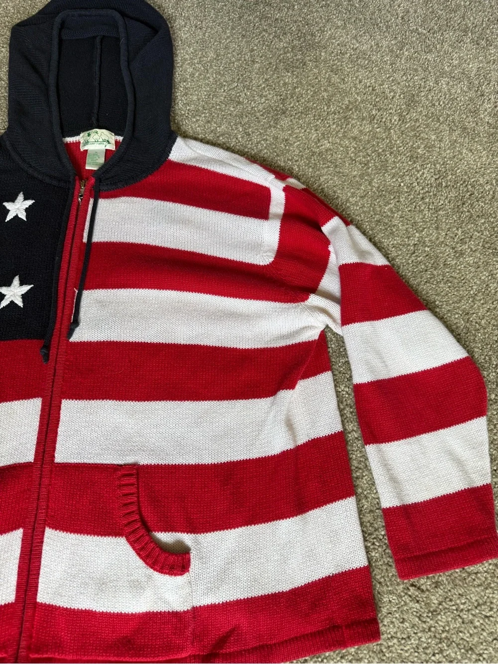 The Quacker Factory Patriotic Stars and Stripes Zipup Hoodie Size XL